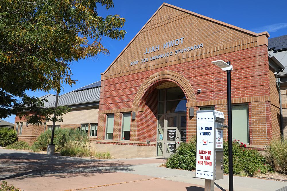 Ballot box outside of town hall in Parachute, Colorado.